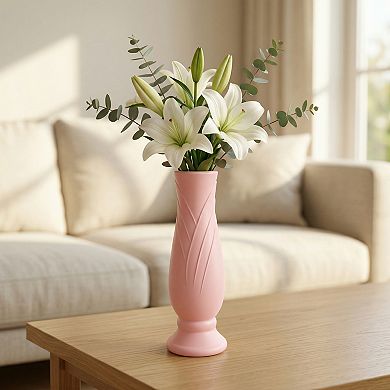 Tall Clear Plastic Bud Vase, Decorative Centerpiece for Wedding Home Decor 2.8"Lx2.8"Wx7.9"H