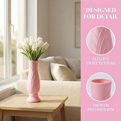 Tall Clear Plastic Bud Vase, Decorative Centerpiece for Wedding Home Decor 2.8"Lx2.8"Wx7.9"H