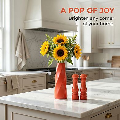 Clear Plastic Bud Vase Tall Slim Flower Vase Unbreakable Modern Decorative Vase 2.8"Lx2.8"Wx8.3"H