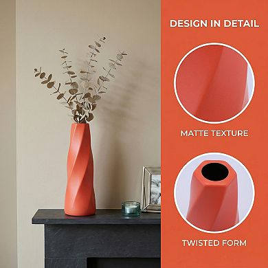 Clear Plastic Bud Vase Tall Slim Flower Vase Unbreakable Modern Decorative Vase 2.8"Lx2.8"Wx8.3"H