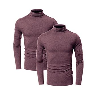 2 Packs Men's Turtleneck Long Sleeve Shirt Slim Fit Soft Stretch Casual Thermal Shirts