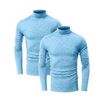 2 Packs Men's Turtleneck Long Sleeve Shirt Slim Fit Soft Stretch Casual Thermal Shirts