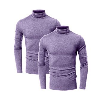 2 Packs Men's Turtleneck Long Sleeve Shirt Slim Fit Soft Stretch Casual Thermal Shirts