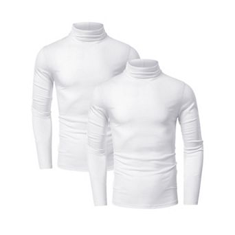 2 Packs Men's Turtleneck Long Sleeve Shirt Slim Fit Soft Stretch Casual Thermal Shirts