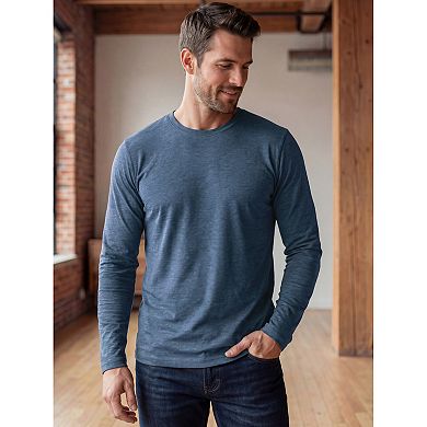 3 Packs Men's Casual t Shirt Crew Neck Long Sleeve Slim Fit Soft Stretch Basic T Shirts