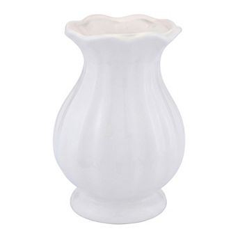 Modern Wide Mouth Ceramic Vase Round Flower Vases for Full Bouquets 4.7"Lx4.7"Wx6.5"H