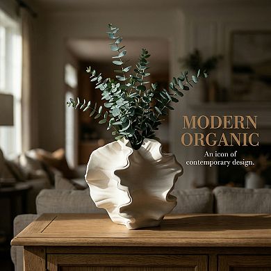 Modern Round Ceramic Vase for Decor Aesthetic Ribbed Sphere Vase for Single Stem 5.7"Lx5.7"Wx5"H