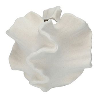 Modern Round Ceramic Vase for Decor Aesthetic Ribbed Sphere Vase for Single Stem 5.7"Lx5.7"Wx5"H