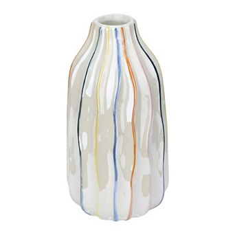 Modern Ceramic Vase for Home Decor Aesthetic Ribbed Flower Vase for Single Stem 3.6"Lx3.6"Wx6.8"H