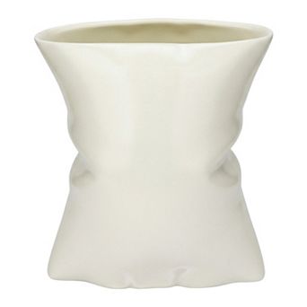 Modern Abstract Ceramic Vase for Decor Large Opening Wide Flower Vase for Bouquets 5.6"Lx4.2"Wx6.2"H