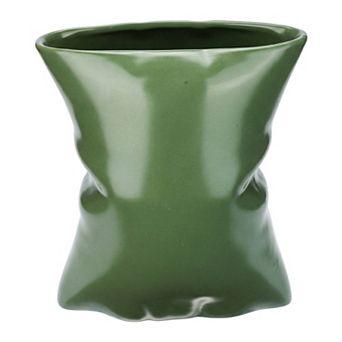 Modern Abstract Ceramic Vase for Decor Large Opening Wide Flower Vase for Bouquets 5.6"Lx4.2"Wx6.2"H