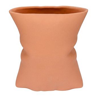 Modern Abstract Ceramic Vase for Decor Large Opening Wide Flower Vase for Bouquets 5.6"Lx4.2"Wx6.2"H