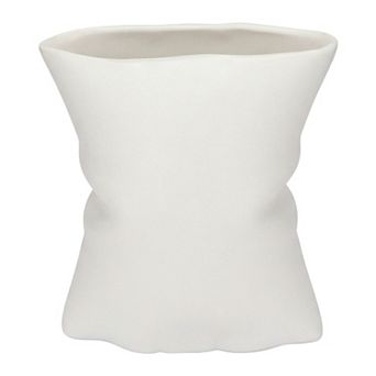Modern Abstract Ceramic Vase for Decor Large Opening Wide Flower Vase for Bouquets 5.6"Lx4.2"Wx6.2"H
