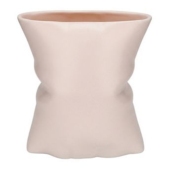 Modern Abstract Ceramic Vase for Decor Large Opening Wide Flower Vase for Bouquets 5.6"Lx4.2"Wx6.2"H