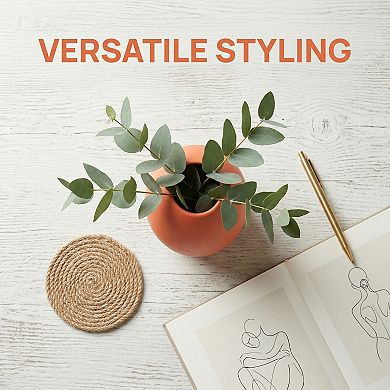 Modern White Ceramic Vase for Home Decor Ribbed Textured Flower Vase for Boho 3.5"Lx3.5"Wx6.1"H