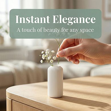 Clear Plastic Flower Vase Opening Small Bud Vase Unbreakable Modern Vase for Wedding 2"Lx2"Wx7.9"H