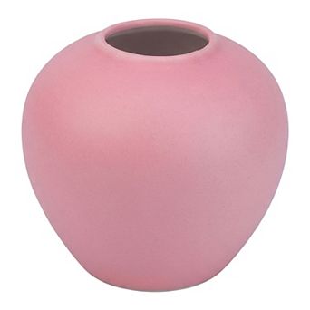 Modern White Ceramic Vase for Home Decor Small Ribbed Bud Vase Minimalist Round Vase 4.3"Lx4.3"Wx4"H