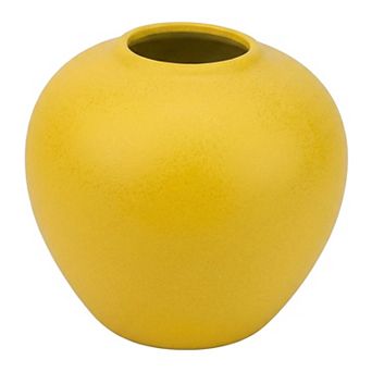Modern White Ceramic Vase for Home Decor Small Ribbed Bud Vase Minimalist Round Vase 4.3"Lx4.3"Wx4"H