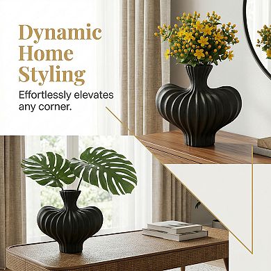 Modern Geometric Flower Vase Composite Plastic Unbreakable Vase for Centerpieces 10"Lx10"Wx9.3"H