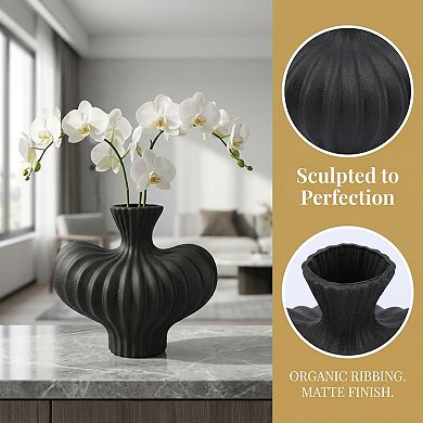 Modern Geometric Flower Vase Composite Plastic Unbreakable Vase for Centerpieces 10"Lx10"Wx9.3"H