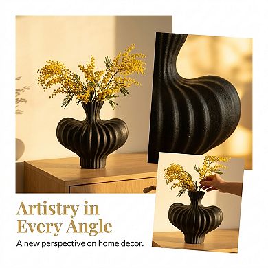 Modern Geometric Flower Vase Composite Plastic Unbreakable Vase for Centerpieces 10"Lx10"Wx9.3"H