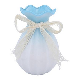 Modern Ceramic Vase for Home Decor Minimalist White Flower Vase for Centerpiece 4.3"Lx4.3"Wx7.9"H