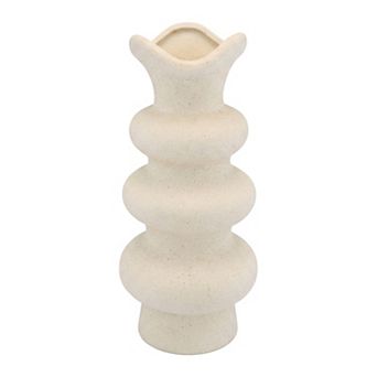 Modern Tiered Ceramic Vase for Decor Sculptural Flower Vases for Table Centerpiece 3.9"Lx3.9"Wx8.3"H