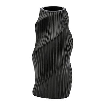 Geometric Flower Vase for Home Decor Unbreakable Plastic Vase with Ceramic Look 3.6"Lx3.6"Wx8.1"H