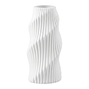 Geometric Flower Vase for Home Decor Unbreakable Plastic Vase with Ceramic Look 3.6"Lx3.6"Wx8.1"H