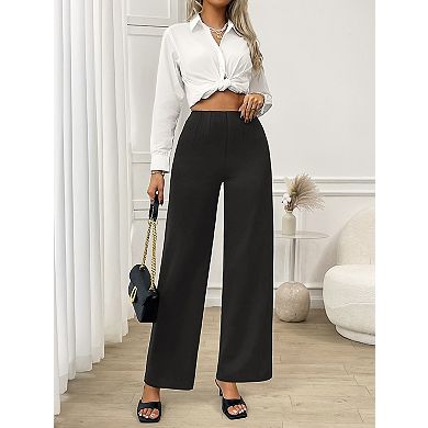 Women's High Waisted Wide Leg Work Pants Straight Leg Business Trousers