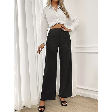 Women's High Waisted Wide Leg Work Pants Straight Leg Business Trousers