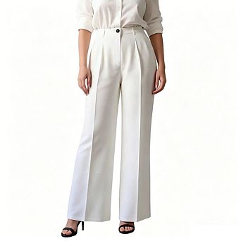 Women's High Waisted Wide Leg Dress Pants Pleated Business Trousers