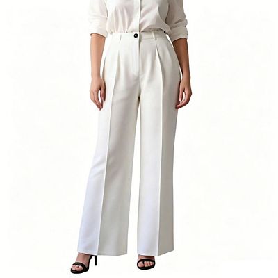 Women's High Waisted Wide Leg Dress Pants Pleated Business Trousers
