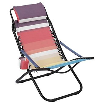 Rainbow Folding Beach Lounge Chair, Lightweight Portable Outdoor Chair with Adjustable Recline