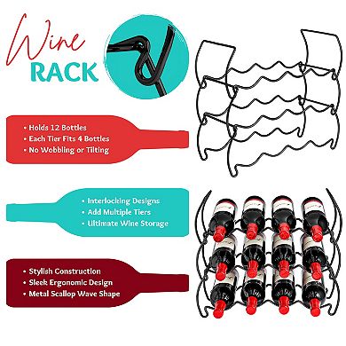 Sorbus 3-Tier Stackable Wine Rack - Perfect for Bar, Wine Cellar, Cabinet, Pantry, etc (Hold 12)