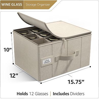 Sorbus Stemware Storage Case - with Hard Shell, Dividers and Handle - Holds 12
