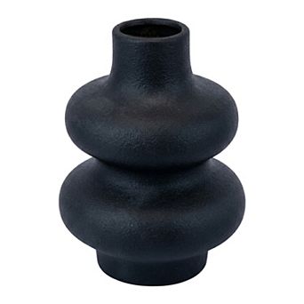 Ceramic Vase for Flowers Modern Ripple Textured Decorative Vase Matte Round Vase 4.7"Lx4.7"Wx6"H