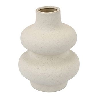 Ceramic Vase for Flowers Modern Ripple Textured Decorative Vase Matte Round Vase 4.7"Lx4.7"Wx6"H