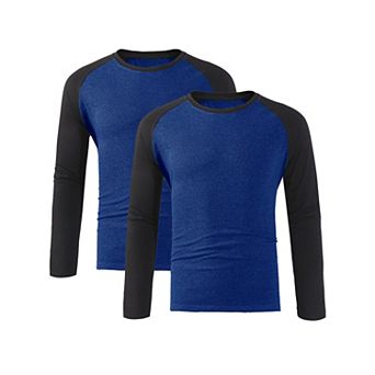 2 Packs Men's Raglan T-Shirts Long Sleeve Crewneck Casual Lightweight Baseball Tee Shirt