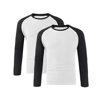 2 Packs Men's Raglan T-Shirts Long Sleeve Crewneck Casual Lightweight Baseball Tee Shirt