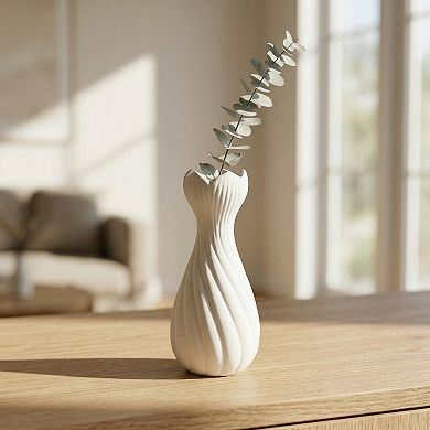 Modern Slim Ceramic Bud Vase Small Skinny Decorative Flower Vases for Single Stem 2"Lx2"Wx7.1"H