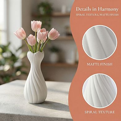 Modern Slim Ceramic Bud Vase Small Skinny Decorative Flower Vases for Single Stem 2"Lx2"Wx7.1"H