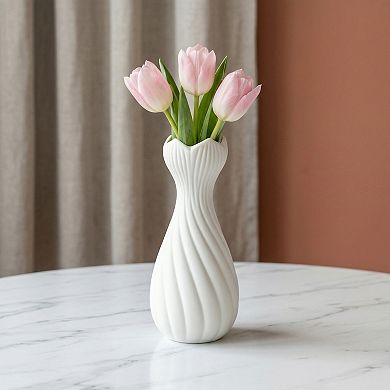 Modern Slim Ceramic Bud Vase Small Skinny Decorative Flower Vases for Single Stem 2"Lx2"Wx7.1"H