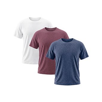 3 Packs Men's Crew Neck T-Shirt Short Sleeve Stretch Casual Lightweight Tee Shirts