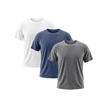 3 Packs Men's Crew Neck T-Shirt Short Sleeve Stretch Casual Lightweight Tee Shirts