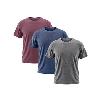 3 Packs Men's Crew Neck T-Shirt Short Sleeve Stretch Casual Lightweight Tee Shirts