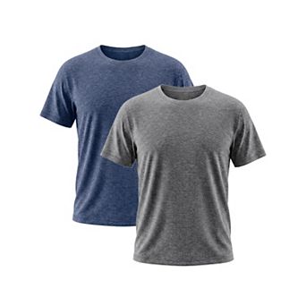 2 Packs Men's Crew Neck T-Shirt Short Sleeve Stretch Casual Lightweight Tee Shirts