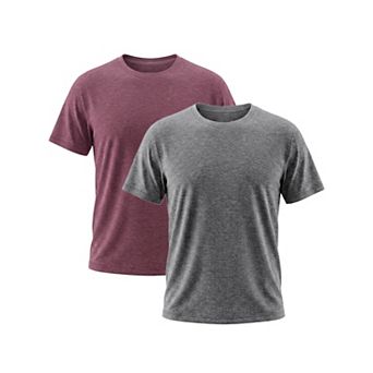 2 Packs Men's Crew Neck T-Shirt Short Sleeve Stretch Casual Lightweight Tee Shirts