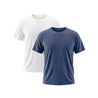 2 Packs Men's Crew Neck T-Shirt Short Sleeve Stretch Casual Lightweight Tee Shirts