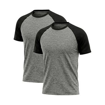 2 Packs Men's Raglan T-Shirts Short Sleeve Crewneck Color Block Casual Baseball Tee Shirt